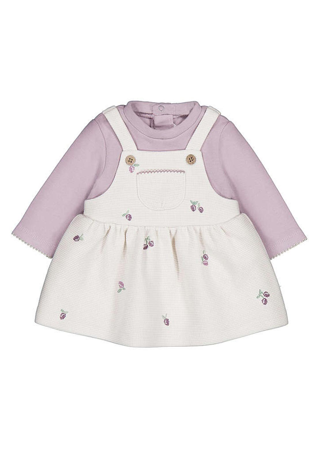 Mayoral Baby Girl Long Sleeve Dungaree Dress, Cream