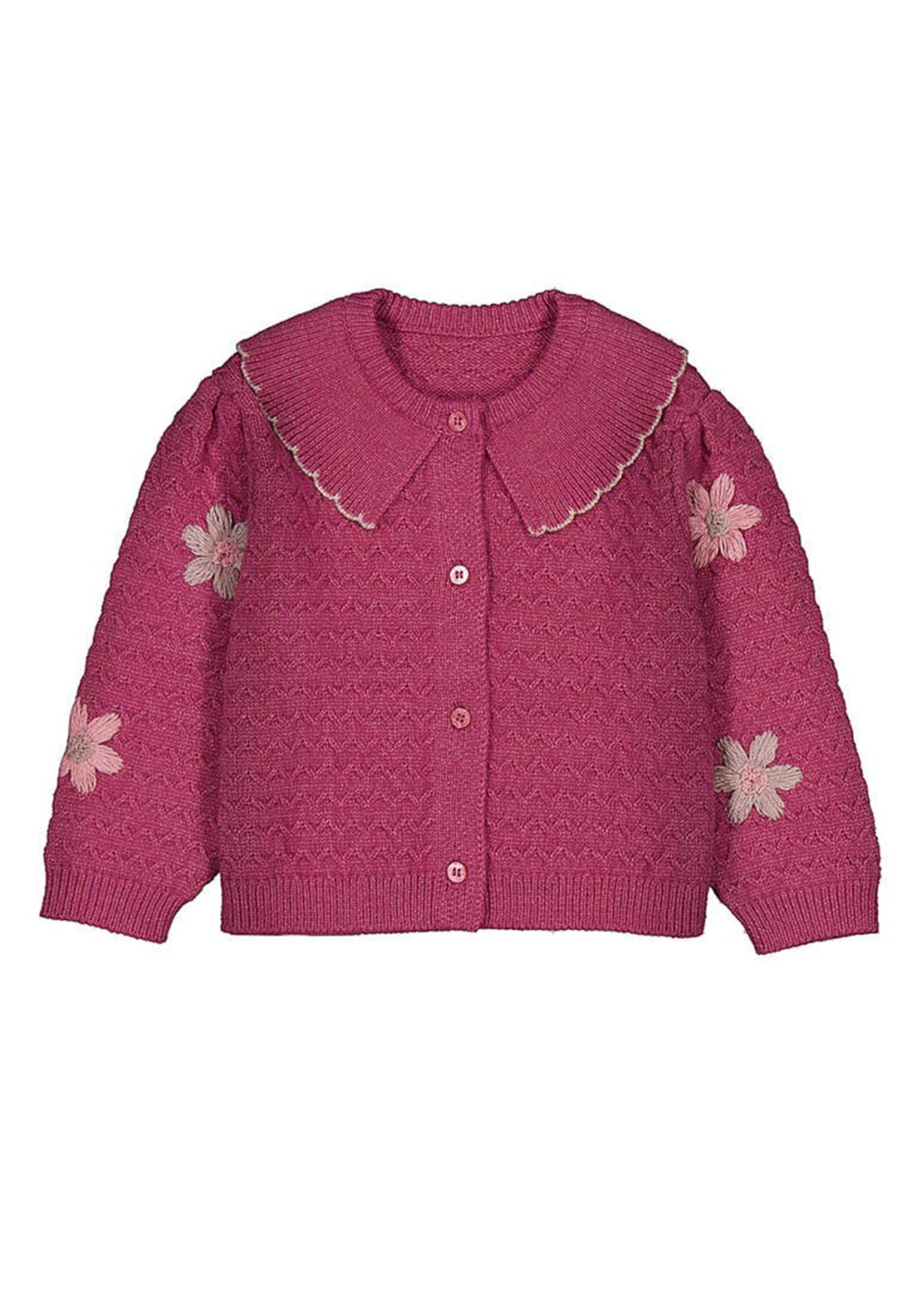 Mayoral Baby Girl Long Sleeve Floral Knit Cardigan, Pink