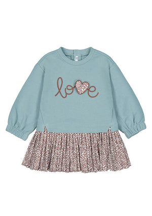 Mayoral Baby Girl Love Long Sleeve Sweater Dress, Green