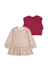 Mayoral Baby Girl Print Dress and Knit Vest Set, Beige Multi