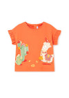 Mayoral Baby Girl Cactus Short Sleeve Tee, Orange