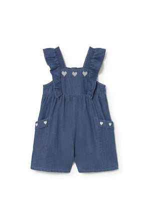 Mayoral Baby Girl Ruffled Denim Jumpsuit, Blue