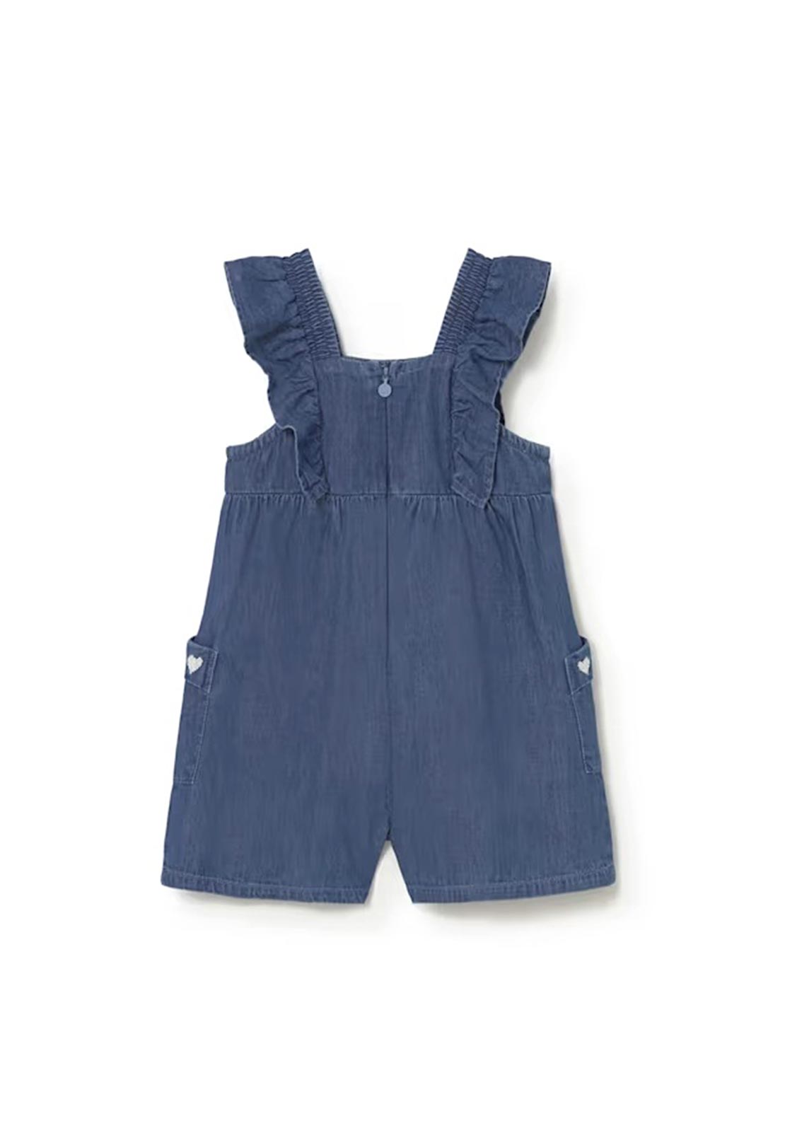 Mayoral Baby Girl Ruffled Denim Jumpsuit, Blue