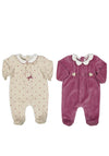 Mayoral Baby Girl Set Of Two Velour Babygrows, Eggplant