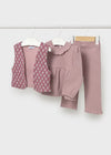 Mayoral Baby Girl Top Trouser and Vest Set, Pink