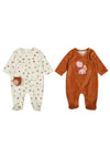 Mayoral Baby Girl Snail Set of 2 Velour Sleepsuits, Orange