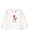 Mayoral Baby Girl Squirrel Long Sleeve Collar Top, Cream