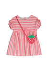 Mayoral Baby Girl Stripe Dress and Strawberry Bag Set, Red