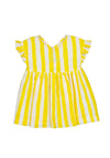 Mayoral Baby Girl Stripe Frill Sleeve Dress, Yellow