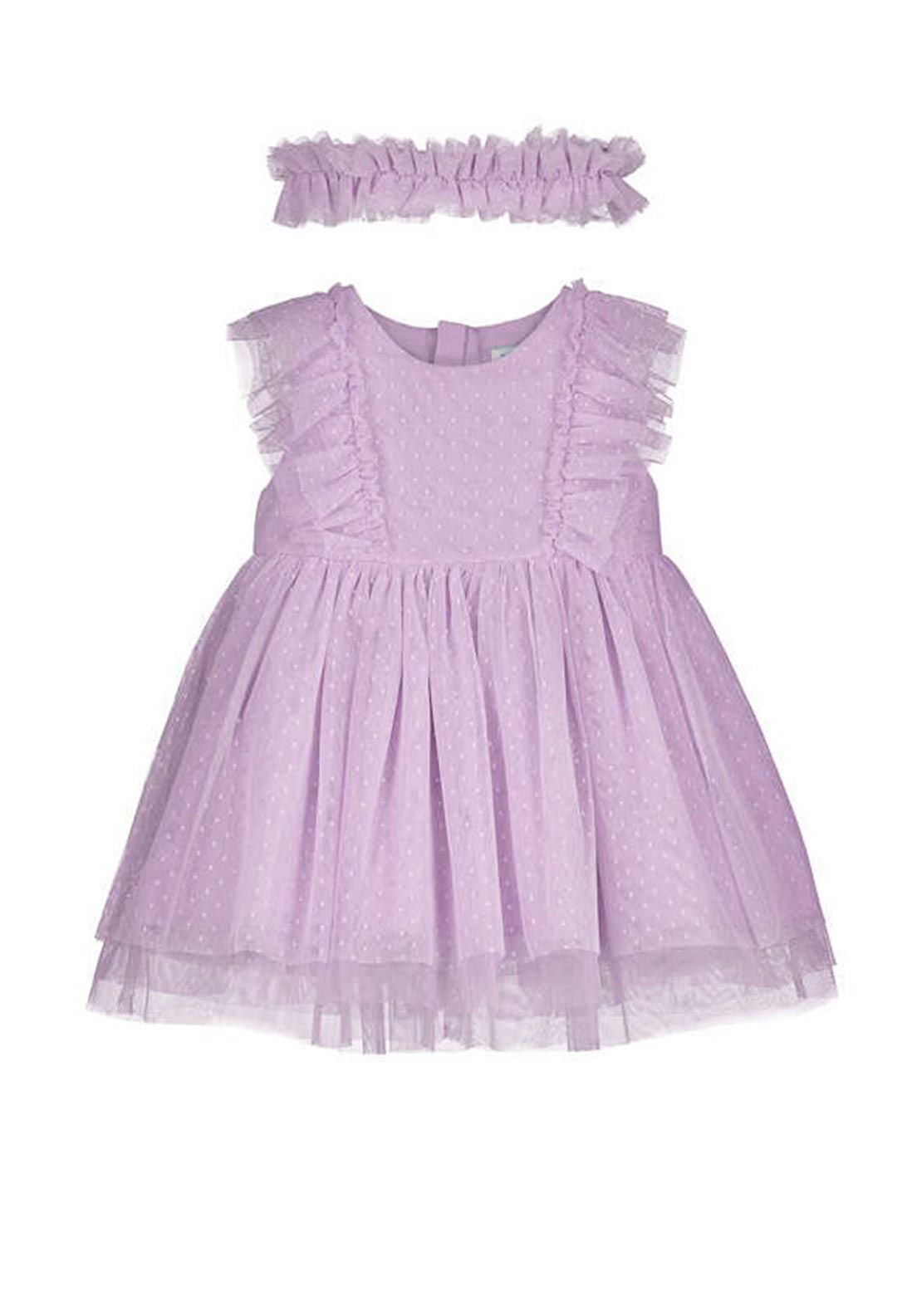 Mayoral Baby Girl Tulle Dress and Headband Set, Lilac