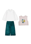 Mayoral Baby Girl Top Vest and Trouser Set, Green Multi