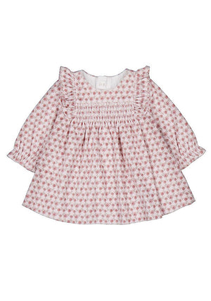 Mayoral Baby Girl Print Long Sleeve Velvet Dress, Pink