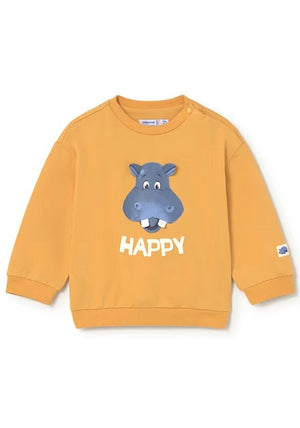Mayoral Baby Boy Hippo Long Sleeve Sweater, Orange