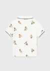 Mayoral Baby Boy Animal Print Short Sleeve Polo, White