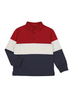 Mayoral Boy Colour Block Long Sleeve Polo, Red