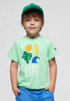 Mayoral Boy Easy Life Short Sleeve Tee, Green