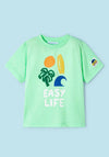 Mayoral Boy Easy Life Short Sleeve Tee, Green