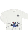 Mayoral Boy Race Car Print Long Sleeve Top, White