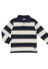 Mayoral Boy Long Sleeve Stripe Polo, Navy Multi