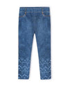 Mayoral Girl Denim Look Floral Print Legging, Blue