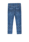 Mayoral Girl Denim Look Floral Print Legging, Blue
