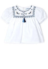 Mayoral Girl Embroidered Short Sleeve Blouse, White