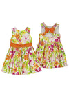Mayoral Girl Floral Printed Dress, Orange Multi