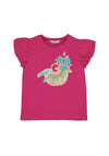 Mayoral Girl Sequins and Floral Short Sleeve Tee, Hot Pink