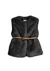 Mayoral Girl Faux Fur Gilet with Belt, Black