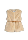 Mayoral Girl Faux Fur Gilet with Belt, Cream
