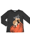 Mayoral Girl Sweet Soul Print Long Sleeve Top, Black