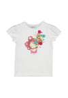 Mayoral Girl 3D Floral Short Sleeve Tee, White