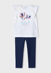 Mayoral Girl Bloom Top and Legging Set, White Multi