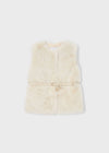 Mayoral Mini Girl Faux Fur Belted Gilet, Cream