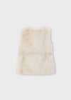 Mayoral Mini Girl Faux Fur Belted Gilet, Cream