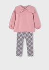 Mayoral Mini Girl Check Legging and Top Set, Pink