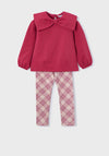 Mayoral Mini Girl Check Legging and Top Set, Red