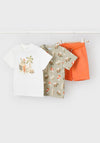 Mayoral Mini Boy Pixel Tee and Short Set, Orange