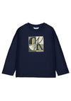 Mayoral Mini Boy Baseball Print Long Sleeve Top, Navy