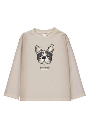 Mayoral Mini Boy Dog Long Sleeve Top, Beige