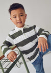 Mayoral Mini Boy Long Sleeve Stripe Polo, Green