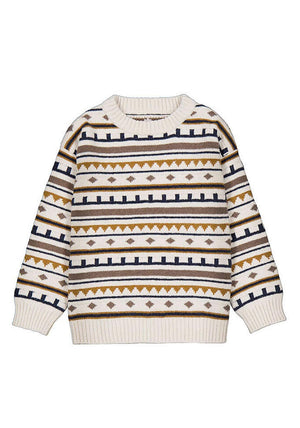 Mayoral Mini Boy Jacquard Print Knit Long Sleeve Jumper, Beige