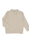 Mayoral Boy Long Sleeve Knit Polo, Beige