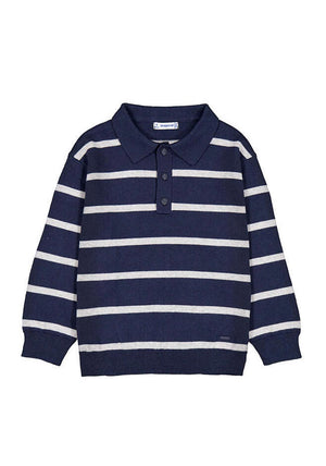 Mayoral Mini Boy Long Sleeve Knit Polo Top, Navy