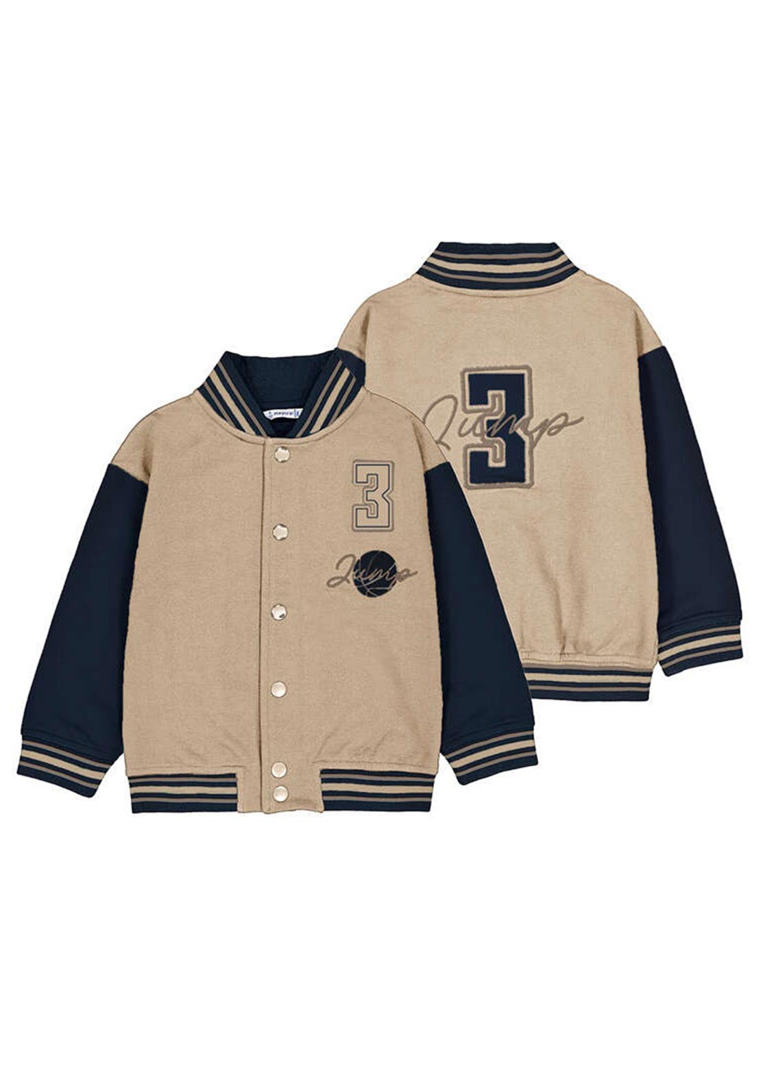 Mayoral Mini Boy Long Sleeve Baseball Jacket, Beige