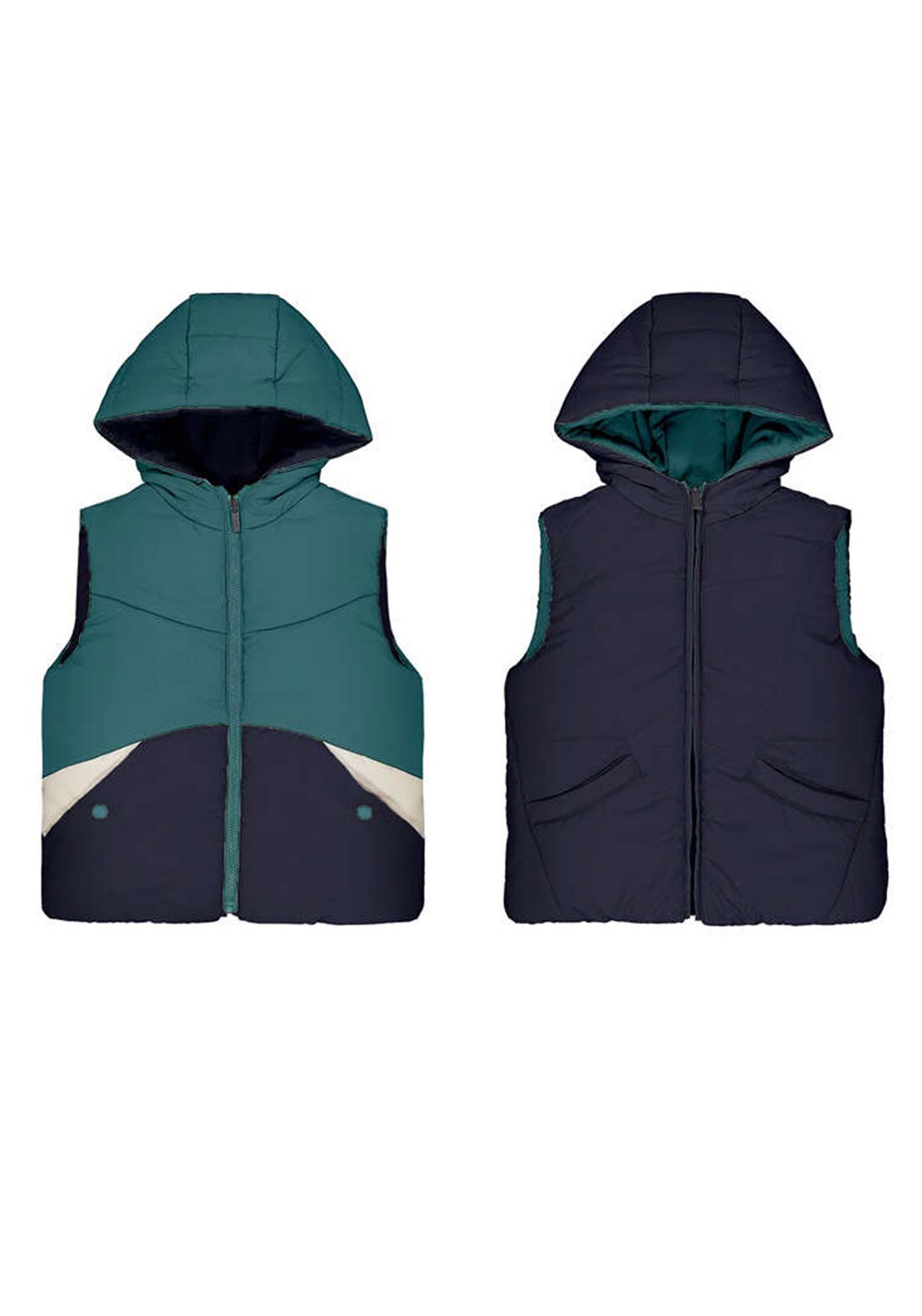 Mayoral Mini Boy Reversible Hooded Gilet, Green