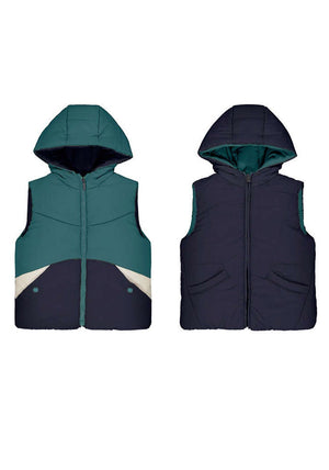 Mayoral Mini Boy Reversible Hooded Gilet, Green