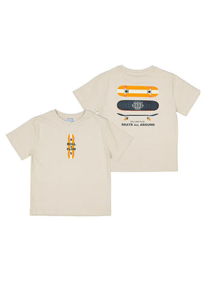 Mayoral Mini Boy Roll and Flow Short Sleeve Tee, Cream