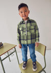 Mayoral Mini Boy Long Sleeve Check Overshirt, Green