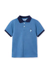 Mayoral Boy Graphic Short Sleeve Polo, Blue